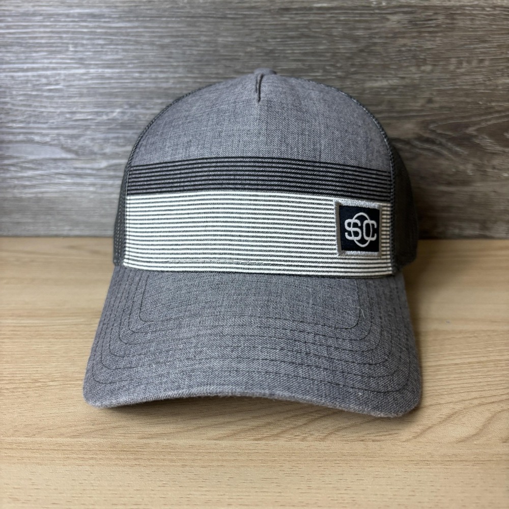 Sportscenter Hat Cap Snap Back Gray Black White Mesh Trucker Mens Logo Stripe